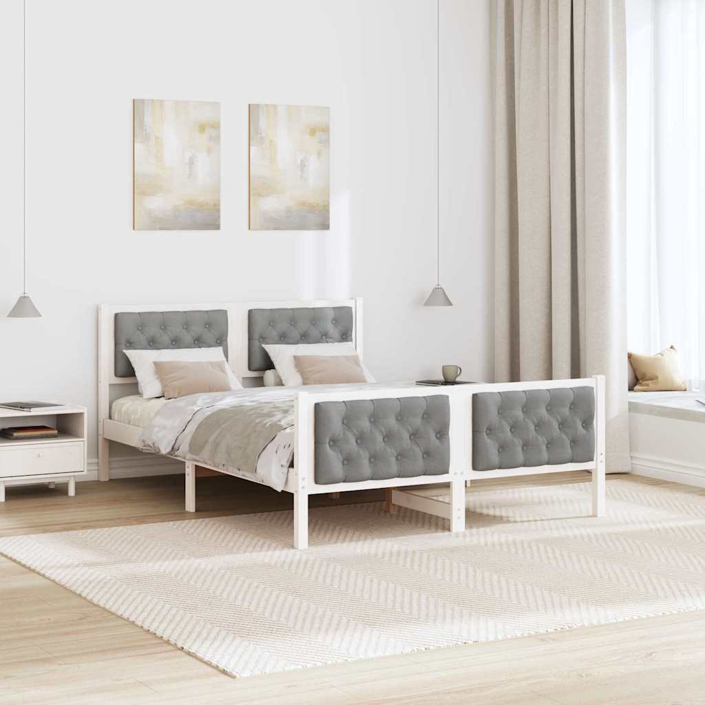 Bed Frame Light Grey 140 x 200 cm Solid Pine Wood