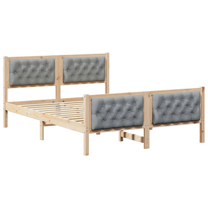 Bed Frame Light Grey 140 x 190 cm Solid Pine Wood
