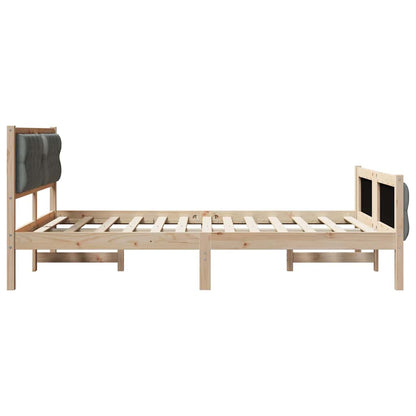 Bed Frame with Headboard Dark Grey 140 x 190 cm Solid Pine Wood