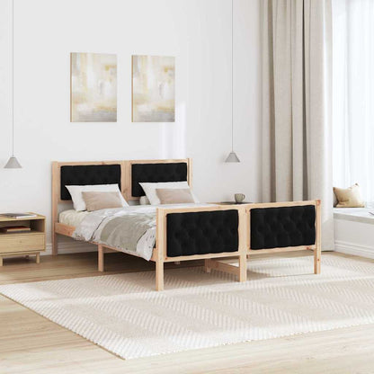 Bed Frame with Headboard Black 140 x 190 cm Solid Pine Wood