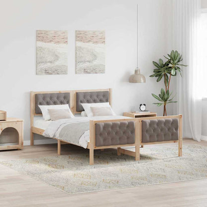 Bed Frame with Headboard Taupe 140 x 190 cm Solid Pine Wood