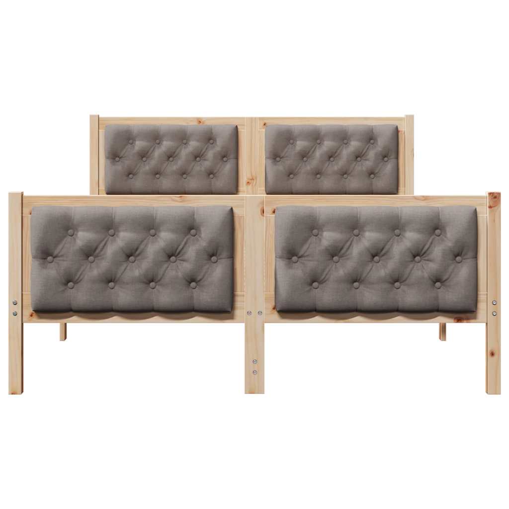 Bed Frame with Headboard Taupe 140 x 190 cm Solid Pine Wood