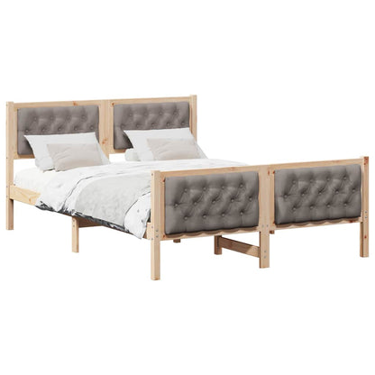 Bed Frame with Headboard Taupe 140 x 190 cm Solid Pine Wood