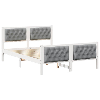 Bed Frame Light Grey 140 x 190 cm Solid Pine Wood
