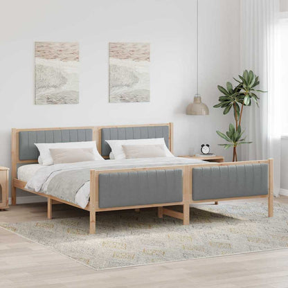 Bed frame Brown and light grey 200 x 200 cm Solid pine wood