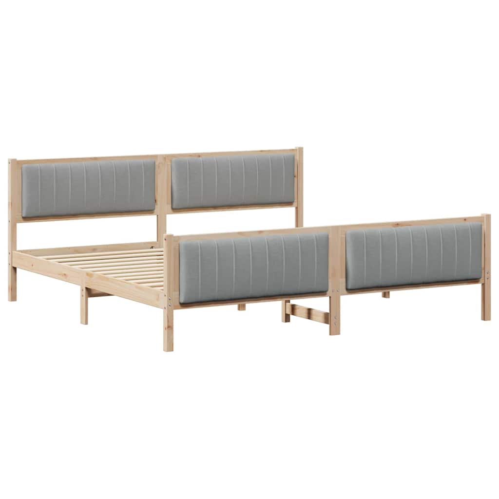 Bed frame Brown and light grey 200 x 200 cm Solid pine wood