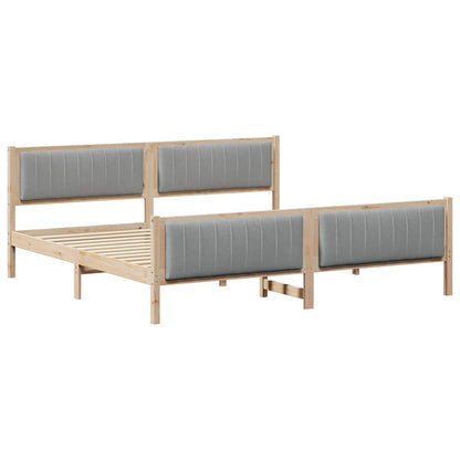 Bed frame Brown and light grey 200 x 200 cm Solid pine wood
