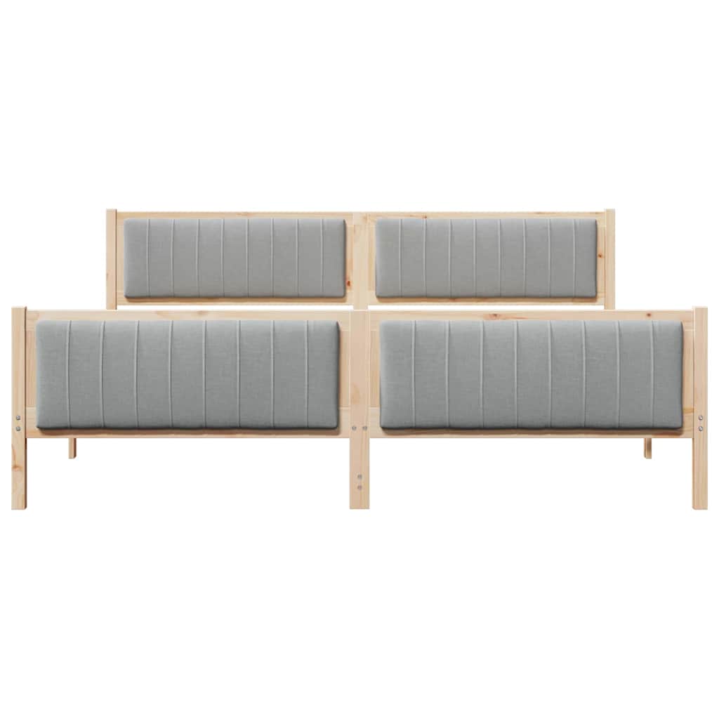 Bed frame Brown and light grey 200 x 200 cm Solid pine wood