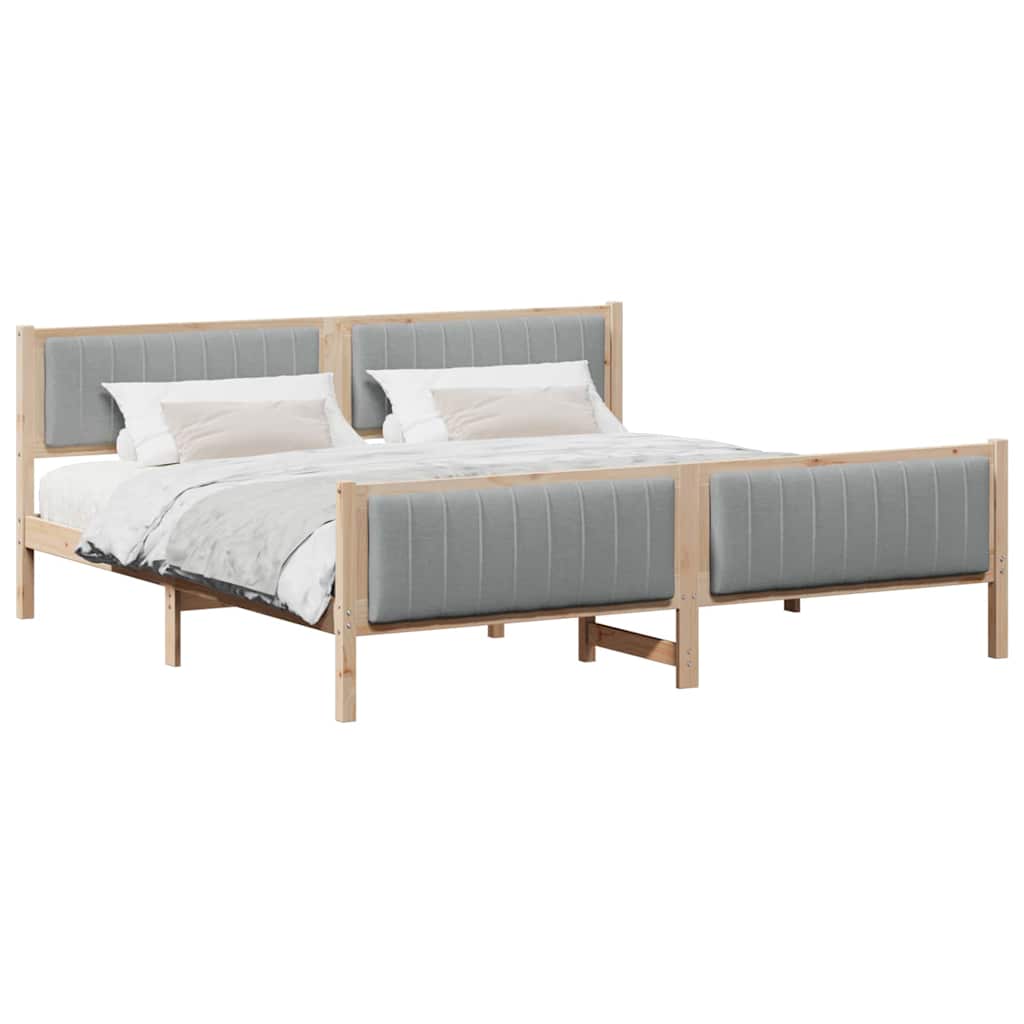 Bed frame Brown and light grey 200 x 200 cm Solid pine wood