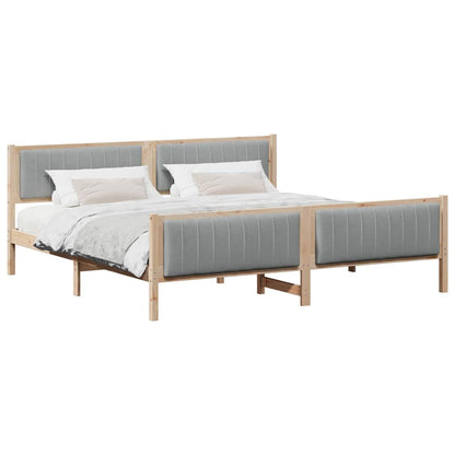Bed frame Brown and light grey 200 x 200 cm Solid pine wood