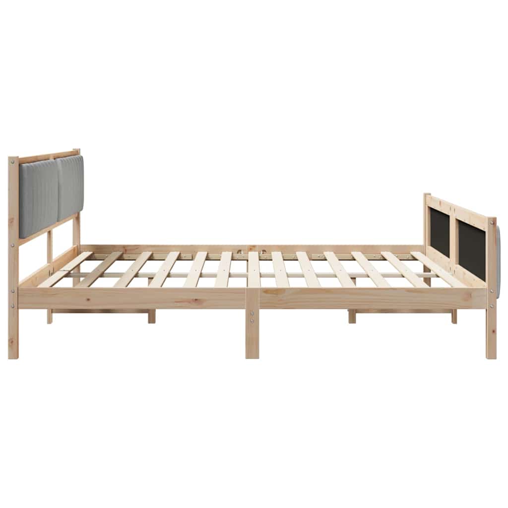 Bed frame Brown and light grey 200 x 200 cm Solid pine wood