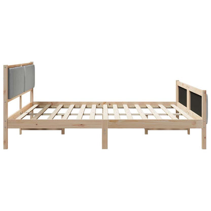Bed frame Brown and light grey 200 x 200 cm Solid pine wood