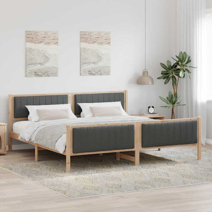 Bed frame Brown and dark grey 200 x 200 cm Solid pine wood