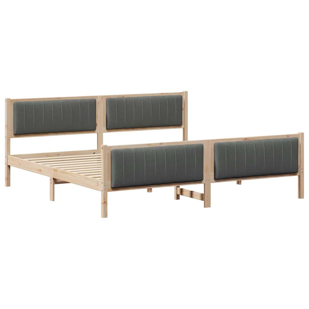 Bed frame Brown and dark grey 200 x 200 cm Solid pine wood