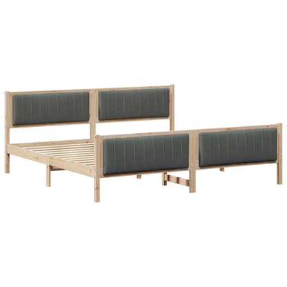 Bed frame Brown and dark grey 200 x 200 cm Solid pine wood