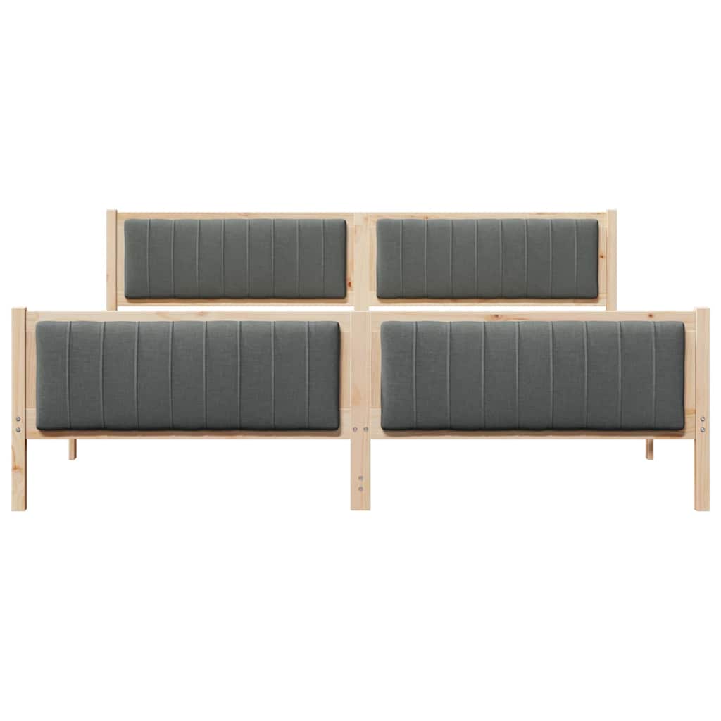 Bed frame Brown and dark grey 200 x 200 cm Solid pine wood