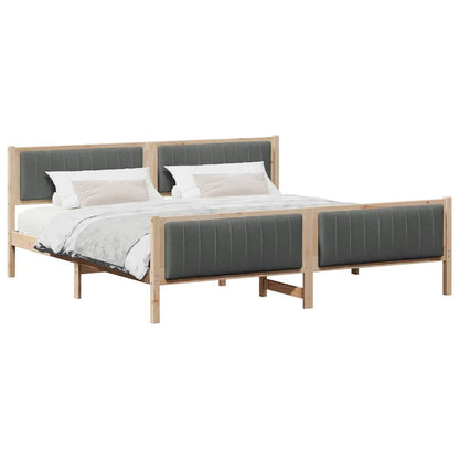 Bed frame Brown and dark grey 200 x 200 cm Solid pine wood