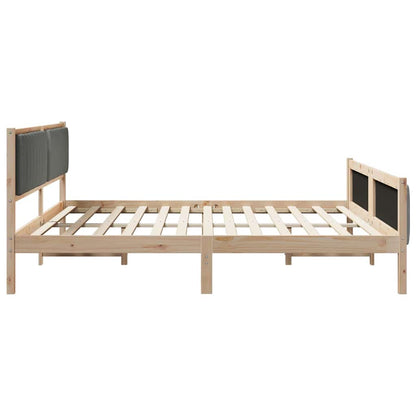 Bed frame Brown and dark grey 200 x 200 cm Solid pine wood