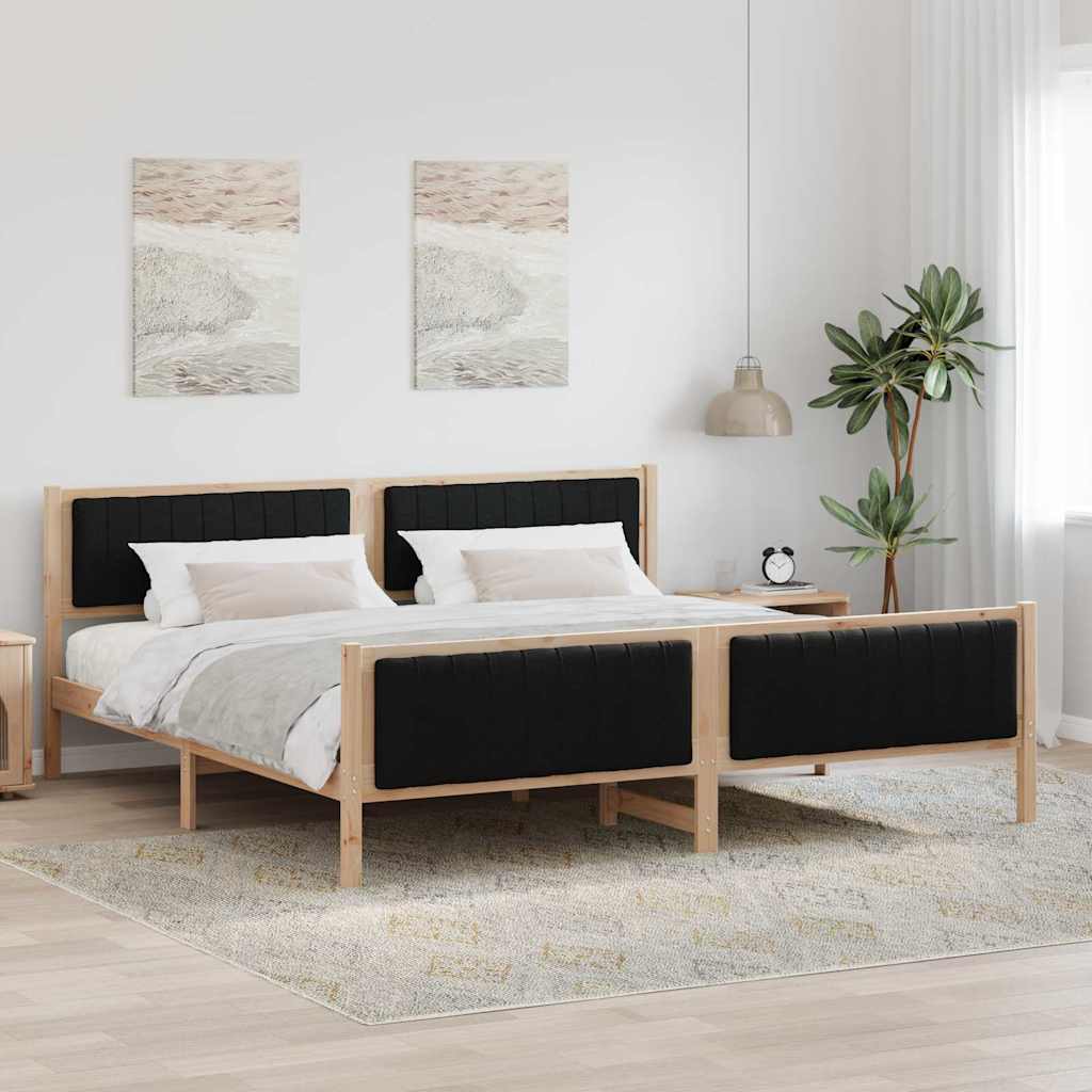 Bed frame Brown and black 200 x 200 cm Solid pine wood