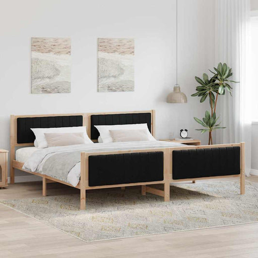 Bed frame Brown and black 200 x 200 cm Solid pine wood