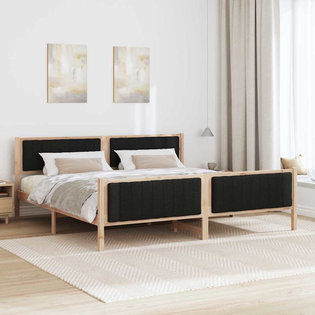 Bed frame Brown and black 200 x 200 cm Solid pine wood