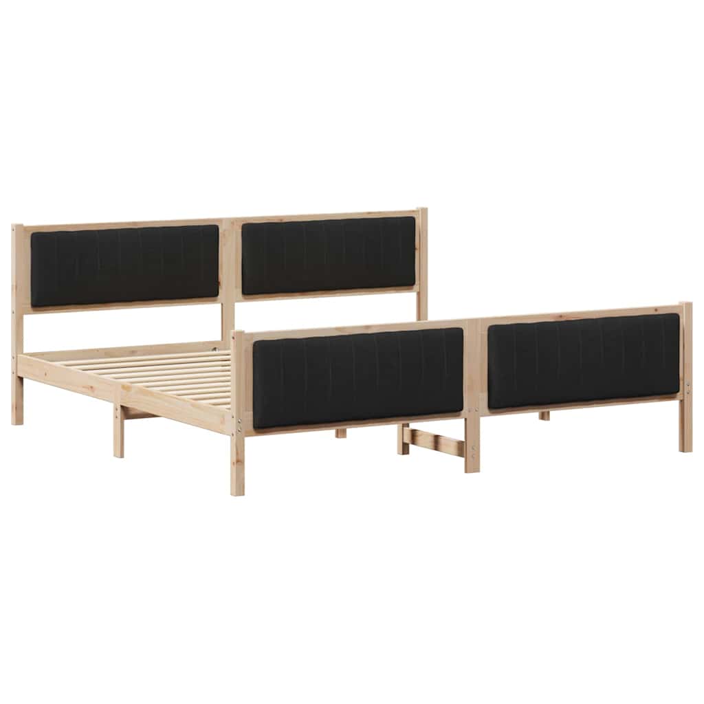 Bed frame Brown and black 200 x 200 cm Solid pine wood