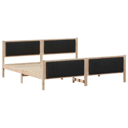 Bed frame Brown and black 200 x 200 cm Solid pine wood