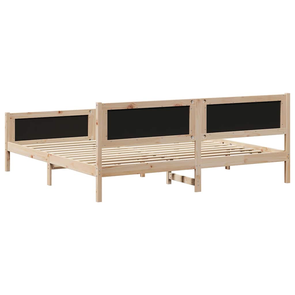 Bed frame Brown and black 200 x 200 cm Solid pine wood