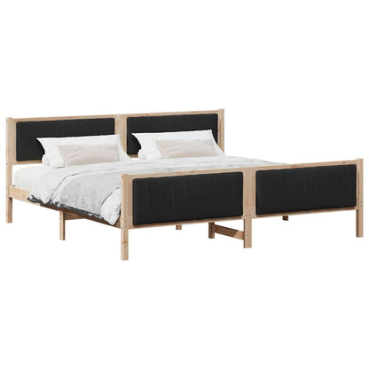 Bed frame Brown and black 200 x 200 cm Solid pine wood