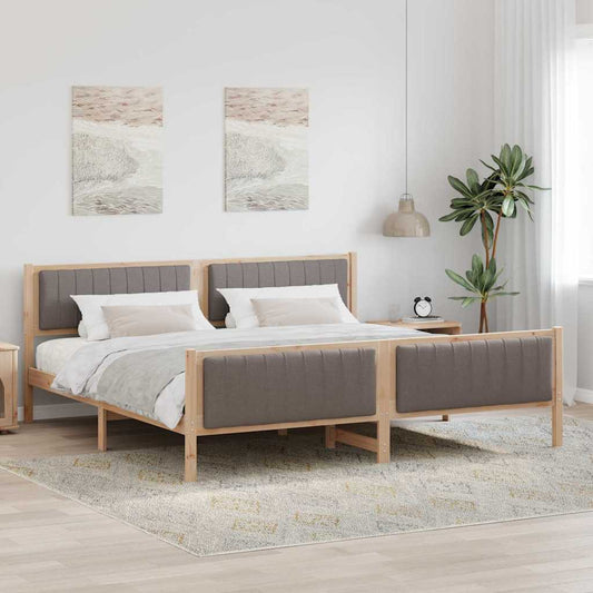 Bed frame Brown and taupe 200 x 200 cm Solid pine wood