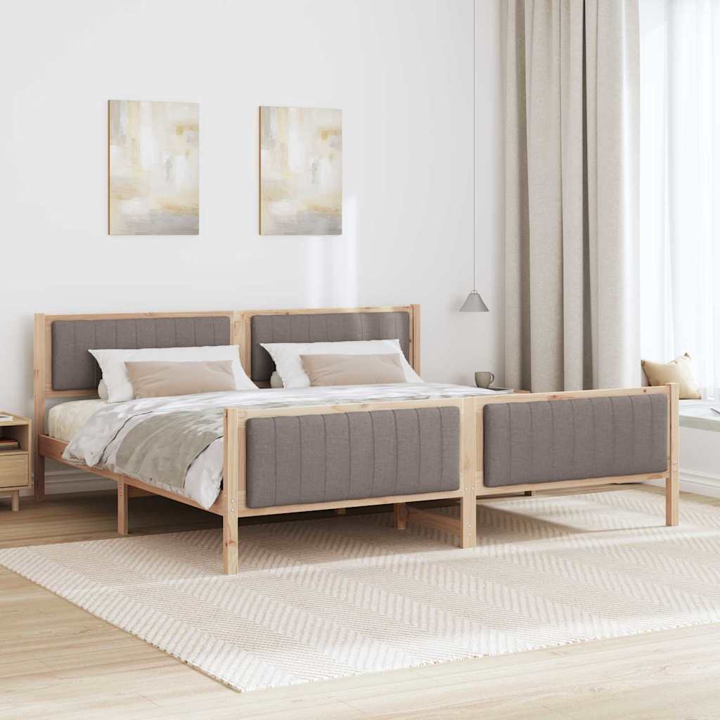 Bed frame Brown and taupe 200 x 200 cm Solid pine wood