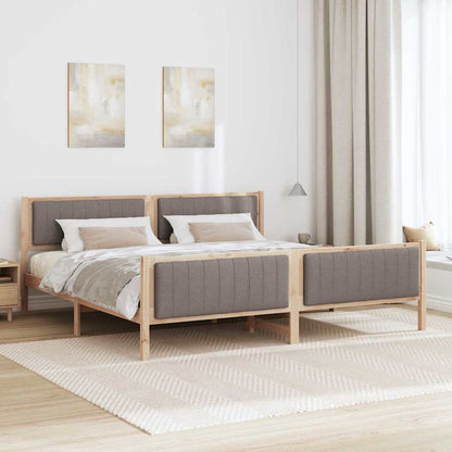 Bed frame Brown and taupe 200 x 200 cm Solid pine wood