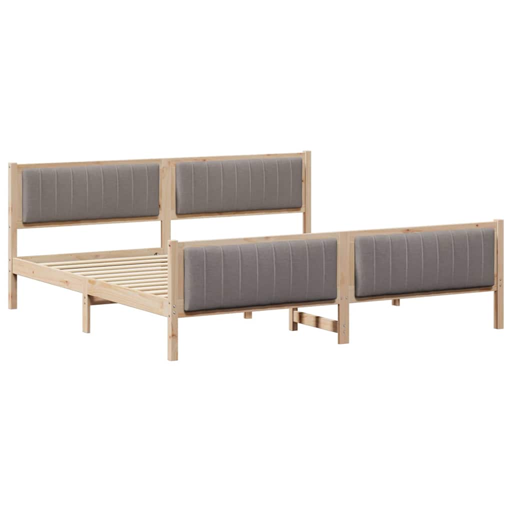 Bed frame Brown and taupe 200 x 200 cm Solid pine wood