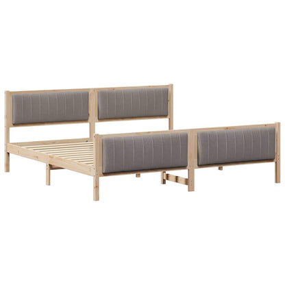 Bed frame Brown and taupe 200 x 200 cm Solid pine wood