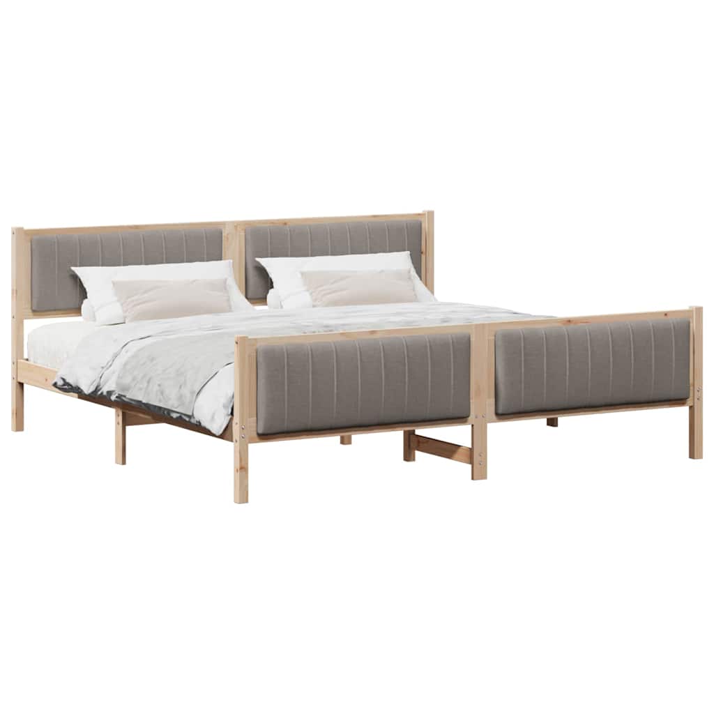 Bed frame Brown and taupe 200 x 200 cm Solid pine wood