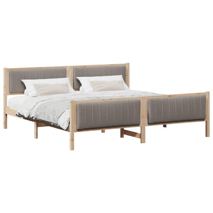 Bed frame Brown and taupe 200 x 200 cm Solid pine wood
