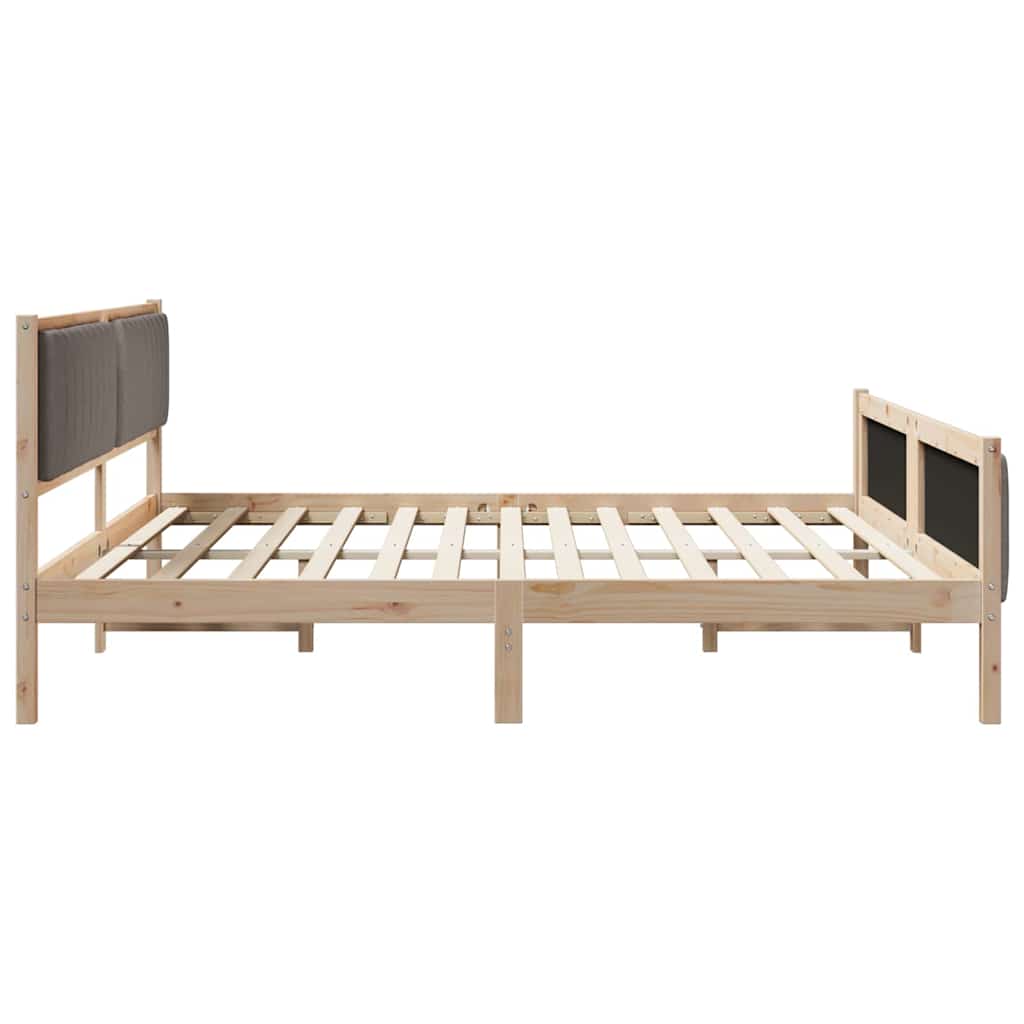 Bed frame Brown and taupe 200 x 200 cm Solid pine wood