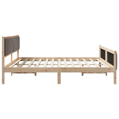 Bed frame Brown and taupe 200 x 200 cm Solid pine wood