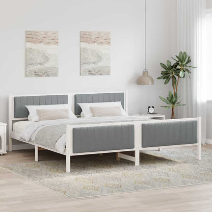 Bed frame White and light grey 200 x 200 cm Solid pine wood