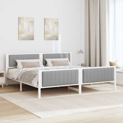 Bed frame White and light grey 200 x 200 cm Solid pine wood