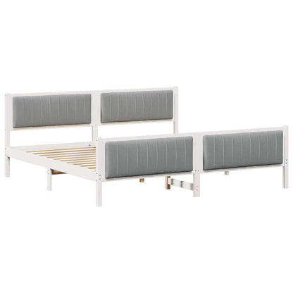 Bed frame White and light grey 200 x 200 cm Solid pine wood