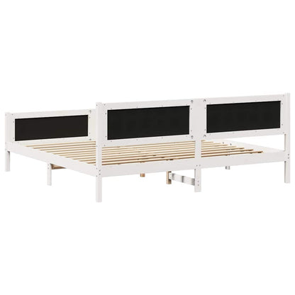 Bed frame White and light grey 200 x 200 cm Solid pine wood