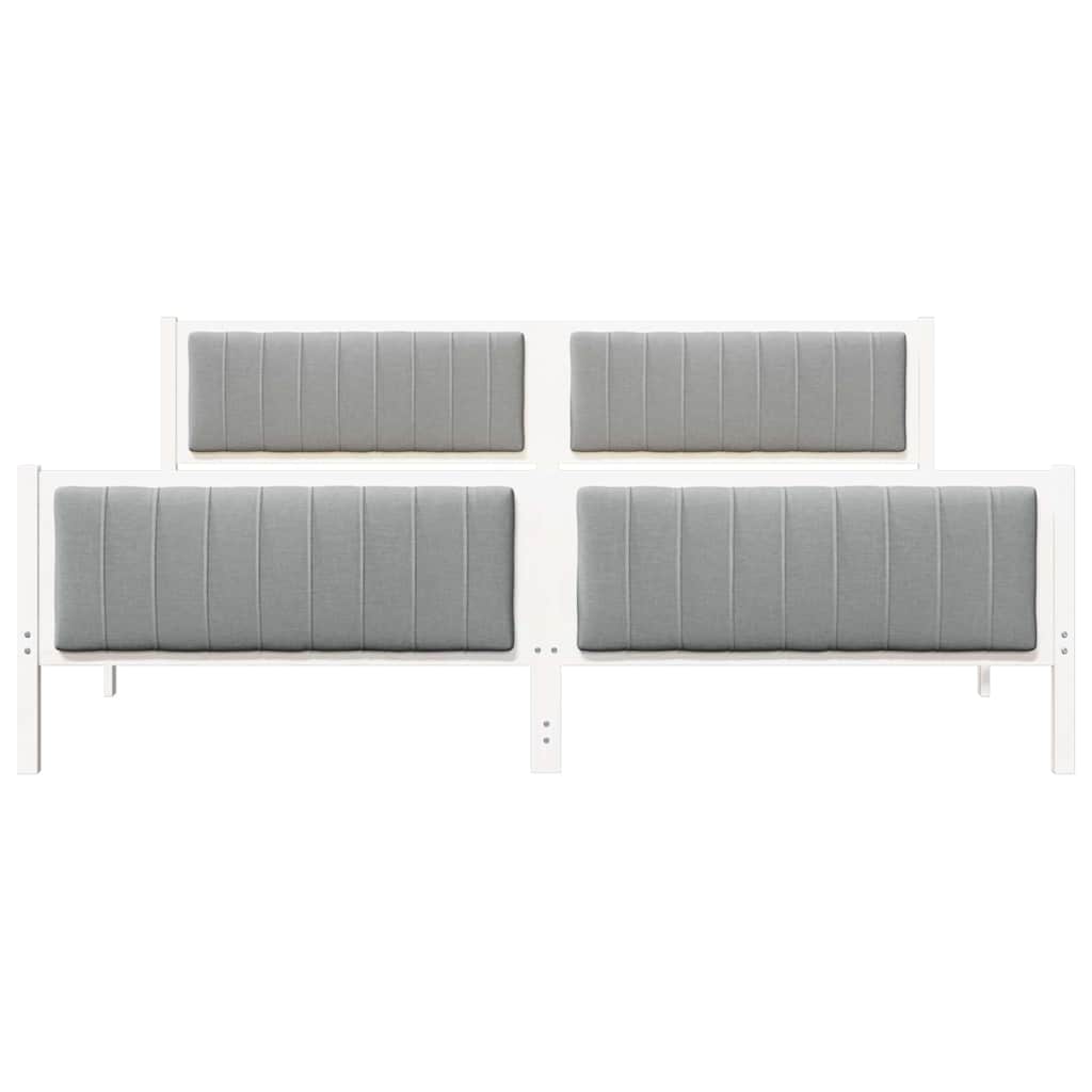 Bed frame White and light grey 200 x 200 cm Solid pine wood