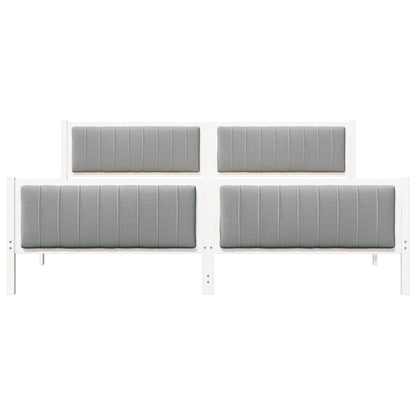 Bed frame White and light grey 200 x 200 cm Solid pine wood