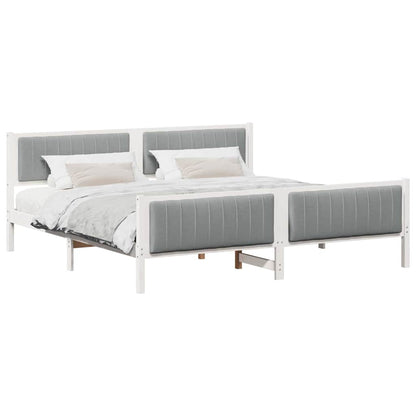 Bed frame White and light grey 200 x 200 cm Solid pine wood