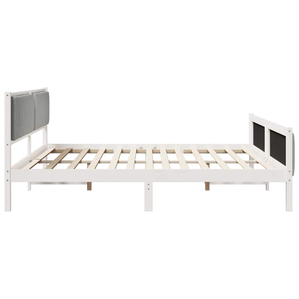 Bed frame White and light grey 200 x 200 cm Solid pine wood