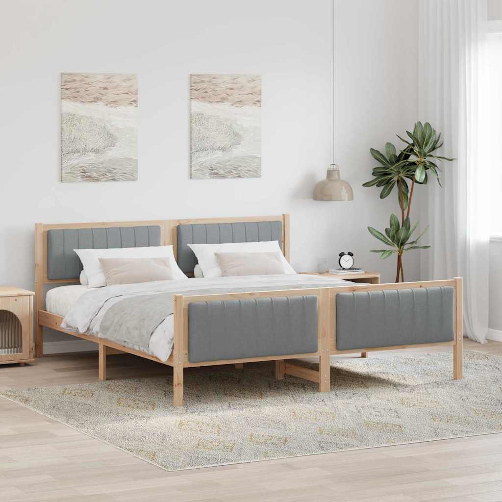 Bed frame Brown and light grey 180 x 200 cm Solid pine wood