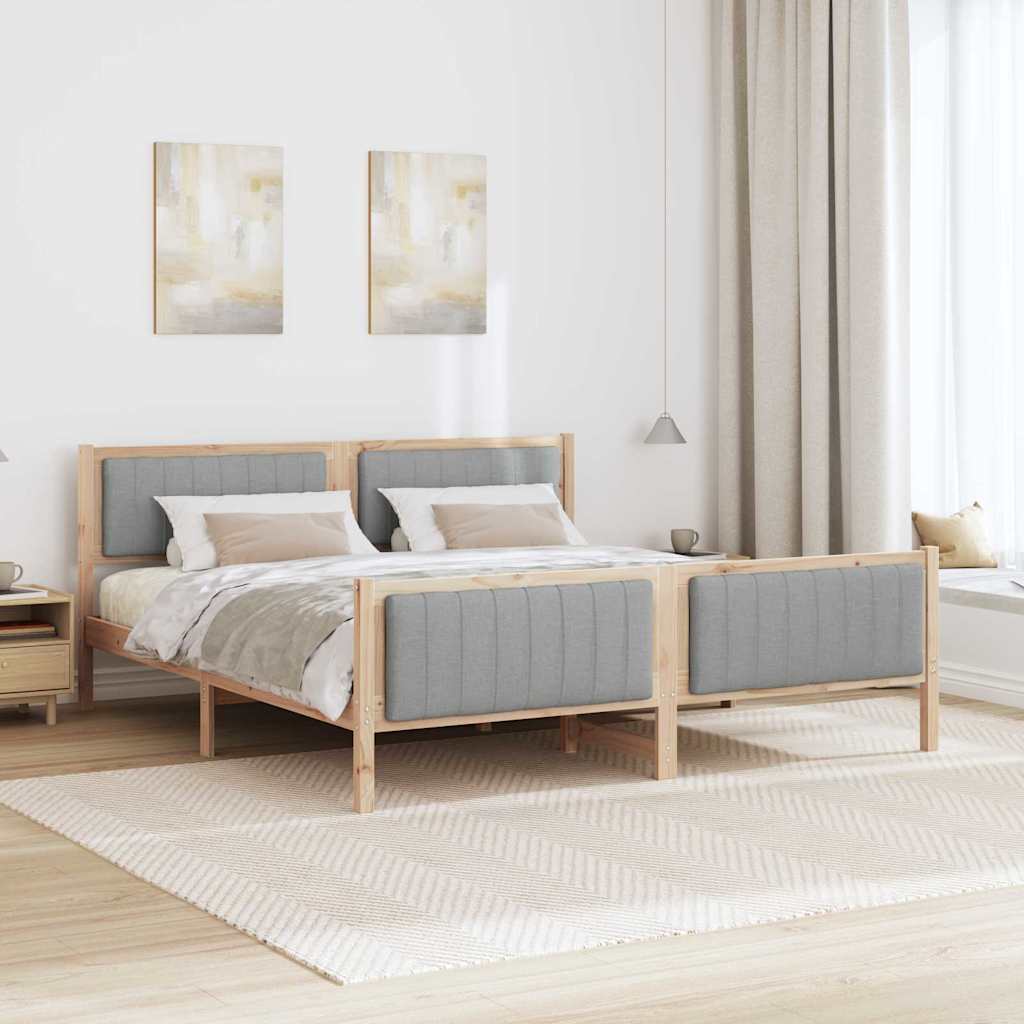 Bed frame Brown and light grey 180 x 200 cm Solid pine wood