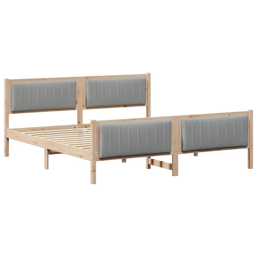 Bed frame Brown and light grey 180 x 200 cm Solid pine wood