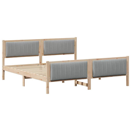 Bed frame Brown and light grey 180 x 200 cm Solid pine wood